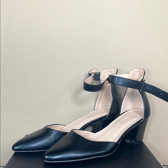 Chase + Chloe Shoes - Black Ankle Strap Comfy Heels